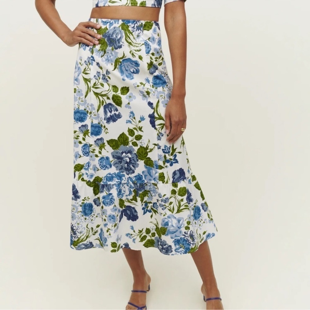 NWOT REFORMATION Sunnie Lucca Floral Skirt set Two Piece sz 2 - Picture 5 of 12
